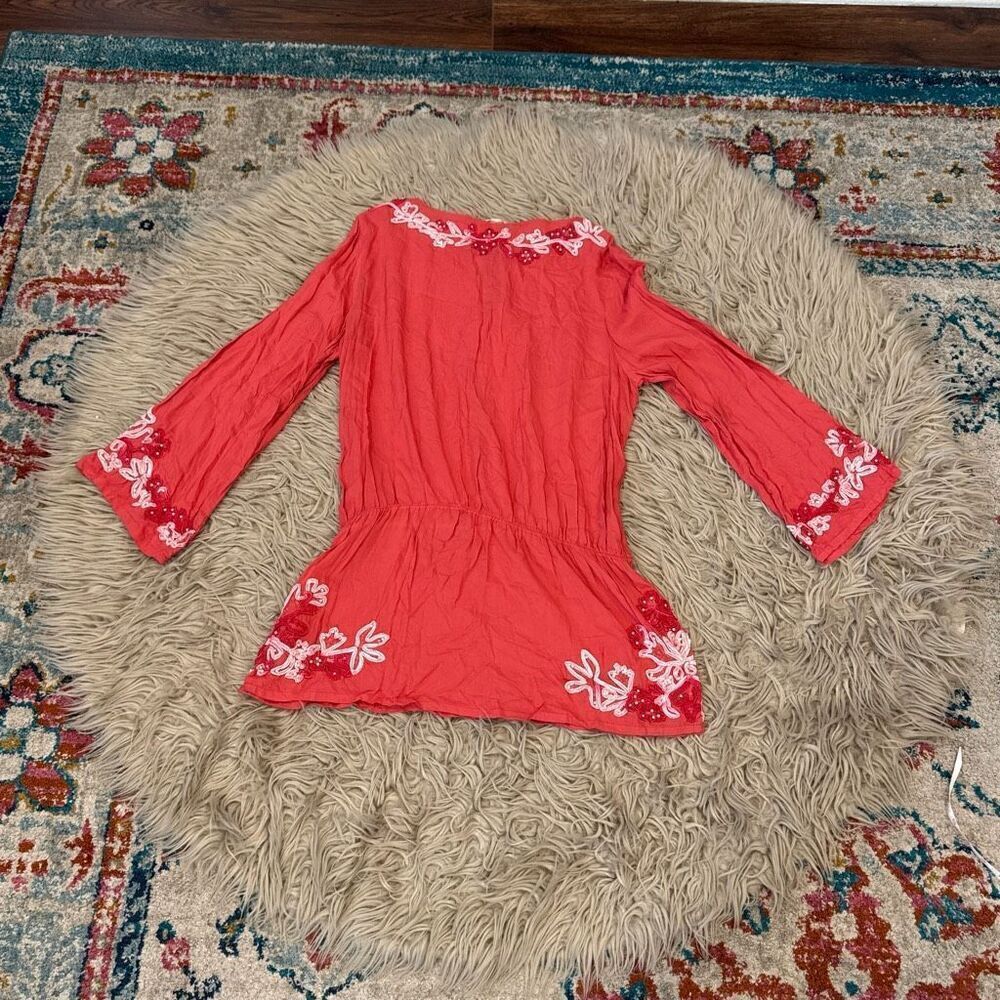 Soft Surroundings embroidered tassels blouse medium - Picture 7 of 7